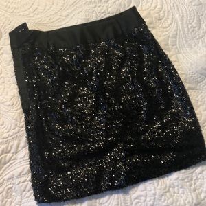 Black sequin mini skirt